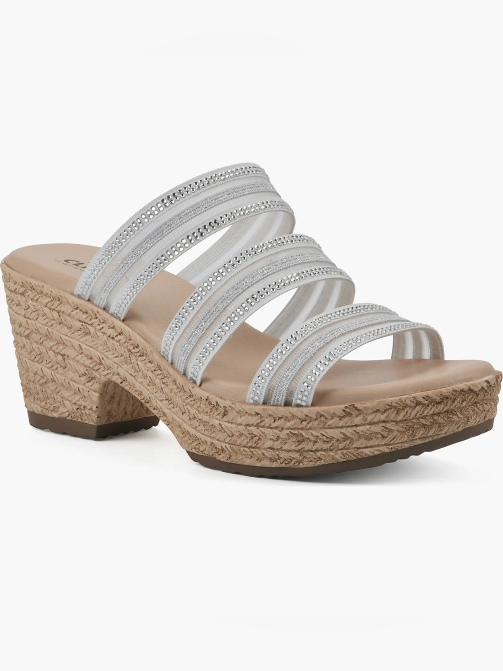 Cliffs by WHITE MOUNTAIN Espadrille Sandals Silver Metallic | Sz. 7.5 (NWB)